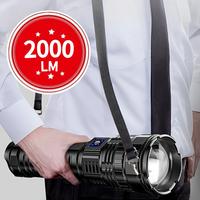 Rechargeable High-Power LED Flashlight, 5 Modes Zoomable Tactical Lantern, Flashlight with Long-Range Beam and COB Light, Por...