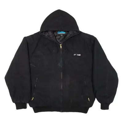 TN-MOUNTAIN Quilted Lined Mens Workwear Jacket Black Hooded 2XL