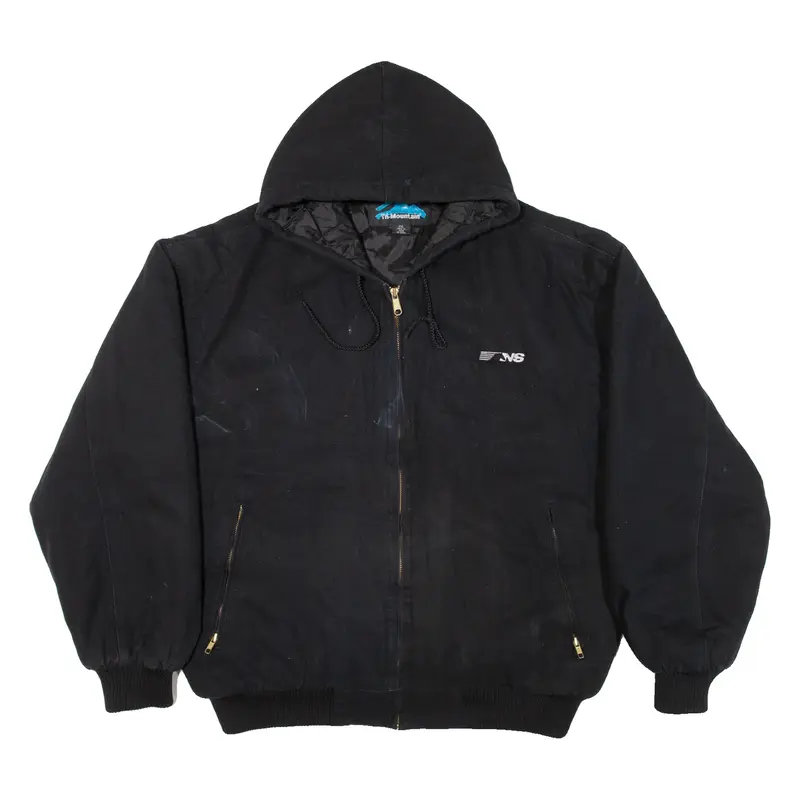 TN-MOUNTAIN Quilted Lined Mens Workwear Jacket Black Hooded 2XL