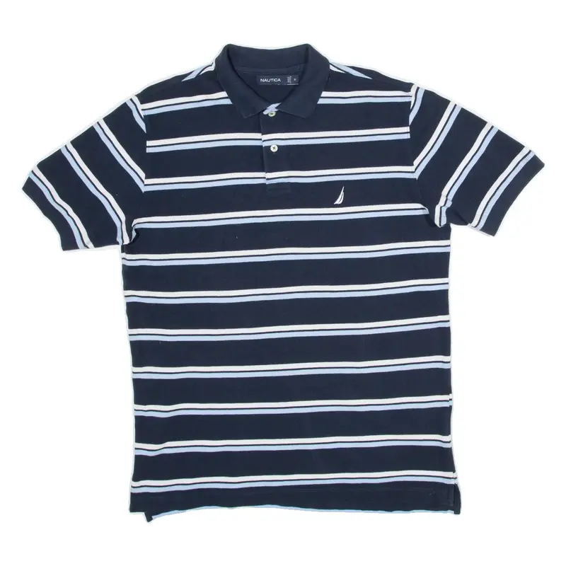 NAUTICA Mens Polo Shirt Blue Striped M