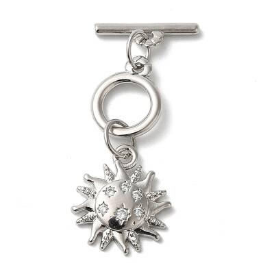 Brass Micro Pave Clear Cubic Zirconia Toggle Clasps