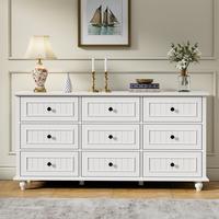 036WHScurrty retro nine-drawer cabinet, 9 tiers of large capacity, bedroom living room organizer, can be used as a TV stand