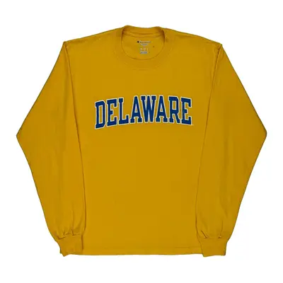 Delaware Champion Long Sleeve T-Shirt - Medium Yellow Cotton