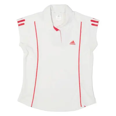 ADIDAS Womens Polo Shirt White Sleeveless UK 10