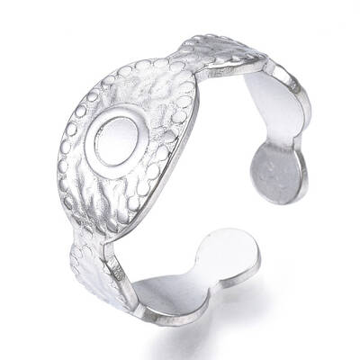 Non-Tarnish 304 Stainless Steel Evil Eye Open Cuff Ring for Women