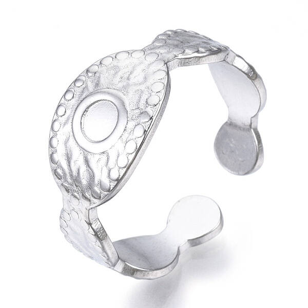 Non-Tarnish 304 Stainless Steel Evil Eye Open Cuff Ring for Women
