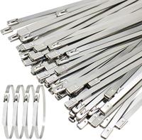 4.6 100pcs 304 Stainless Steel Cable Steel Cable Tie, Heavy Duty Self-Locking Cable Zip Tie Cable Twist Ties (Size: 4.6x350x1...