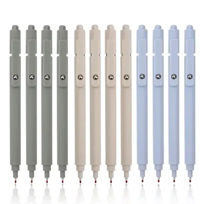 0.5mm Gel Pen, 12pcs/set Black Ink Comfort Grip Quick Drying School Office Supplies Stationery, Writing Pen for Home School S...