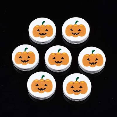 Halloween Printed Natural Wood Beads