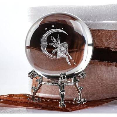 Inner Carving Glass Crystal Ball Diaplay Decoration