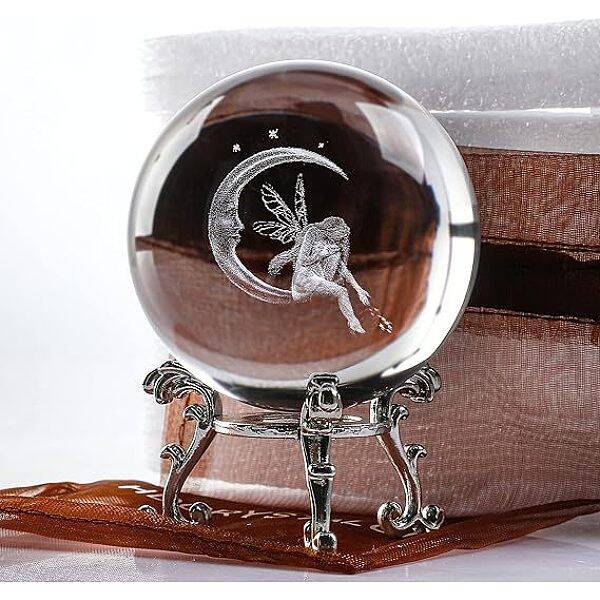 Inner Carving Glass Crystal Ball Diaplay Decoration