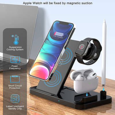 4-in-1 Wireless Charger Stand Foldable Mobile Fast Charging Device