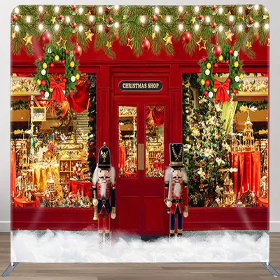 Red Puppet Lights Christmas Toy Store Backdrop Decor - Aperturee