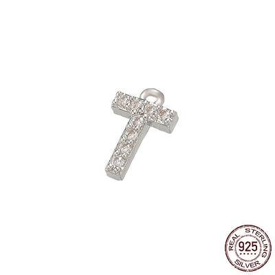 Real Platinum Plated Rhodium Plated 925 Sterling Silver Micro Pave Clear Cubic Zirconia Charms