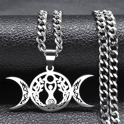 Non-Tarnish 304 Stainless Steel Triple Goddess Pendant Necklaces