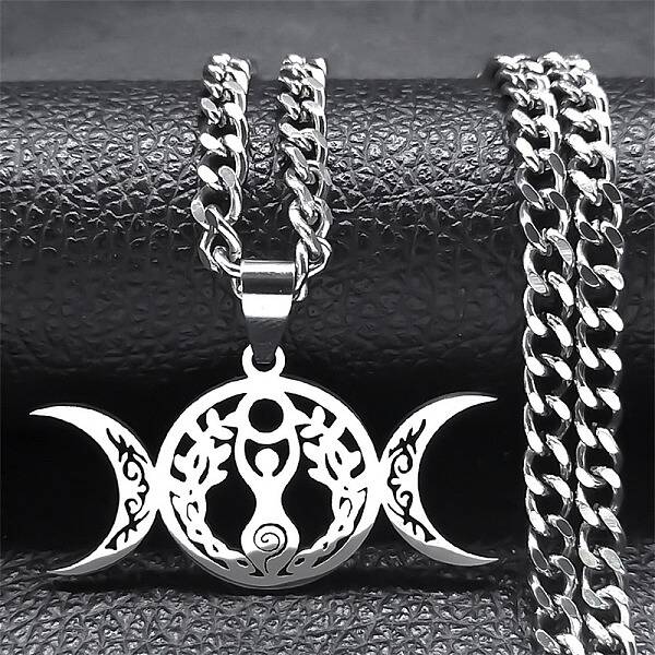 Non-Tarnish 304 Stainless Steel Triple Goddess Pendant Necklaces