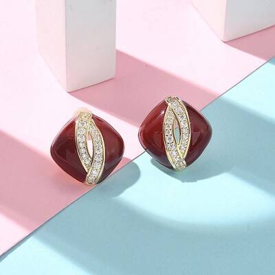 Brass Enamel Stud Earrings