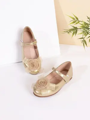 Girl's Cute Flower Decorated Flat Shoes, Casual Comfortable Princess Shoes for Party, Daily Clothing Decor for Kids
