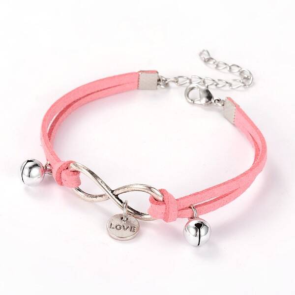 Leather Cord Brass Infinity link Bracelets