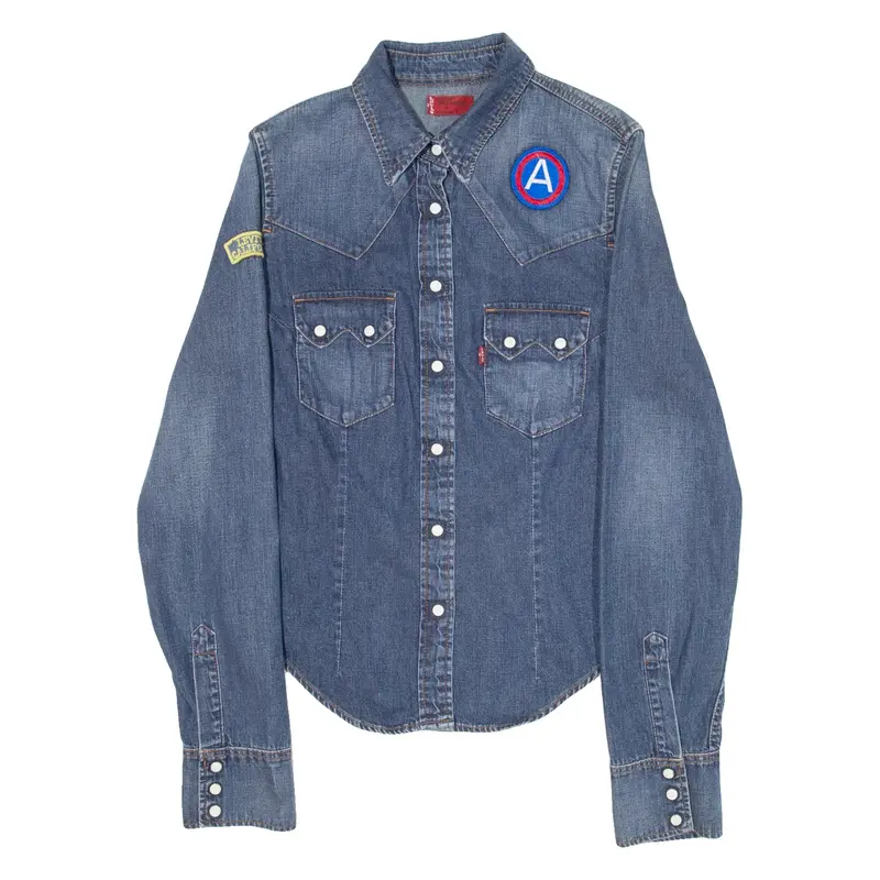 LEVI'S Girls Denim Shirt Blue Long Sleeve M