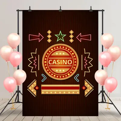 Colorful Neon Stars Arrow Casino Birthday Backdrop