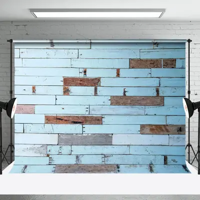 Aperturee Shabby Light Blue Brown Wood Grain Photo Backdrop, 3X2FT(1MX0.6M), 14 USD, wood backdrops, NYHD9I85-M