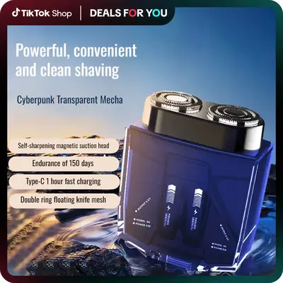 electric shaver Portable transparent razor double engine mecha small electric razor set Outdoorfun Shaver Machine twin shaver...