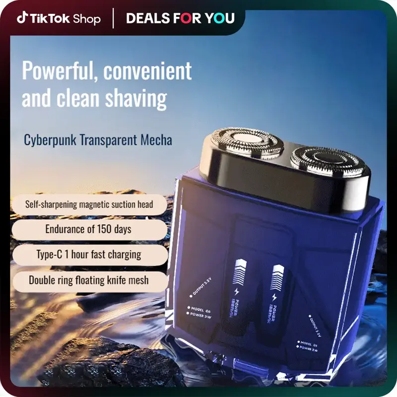 electric shaver Portable transparent razor double engine mecha small electric razor set Outdoorfun Shaver Machine twin shaver...