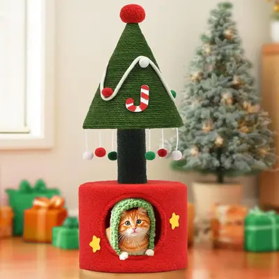 Yitahome Christmas Cat Tree Tower with Cat Scratching Post, 32 in Cute Cat Tree with Plush Hanging Ball, Cat Tower for Indoor...