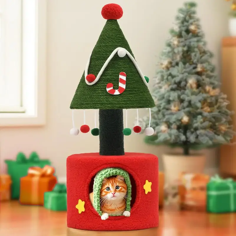 Yitahome Christmas Cat Tree Tower with Cat Scratching Post, 32 in Cute Cat Tree with Plush Hanging Ball, Cat Tower for Indoor...