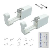 Nose Piercing Kit, Disposable Safe Sterile Piercing Unit For Self Nose Piercing, Nose Stud Tool with 10 Nose Rings (White+Bla...