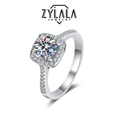 [004] 0.5/1.0/2.0ct Synthetic Moissanite Ring Luxury 4-Prong Setting 925 Sterling Silver Promise Ring Engagement Wedding Jewe...