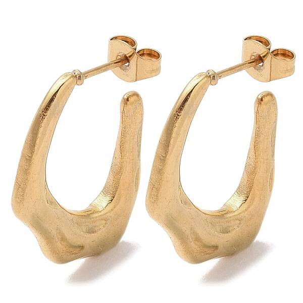 Oval 201 Stainless Steel Half Hoop Earrings for Women