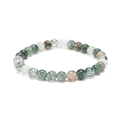 Natural Lodolite Quartz/Garden Quartz Round Beaded Stretch Bracelet