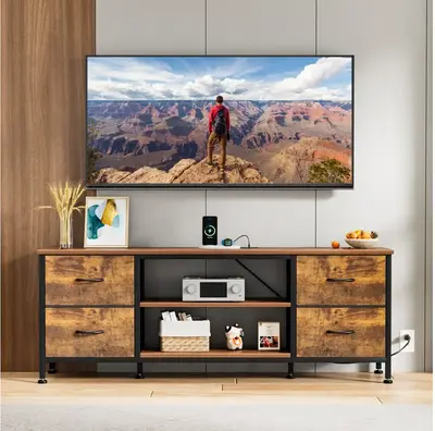 4 Drawers Dressers for Bedroom, TV Stand with Power Outlet for 55\