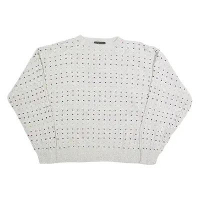 CROFT & BARROW Mens Patterned Jumper Grey Spotted 90s Tight Knit XL