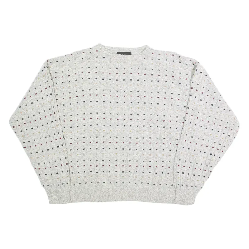 CROFT & BARROW Mens Patterned Jumper Grey Spotted 90s Tight Knit XL