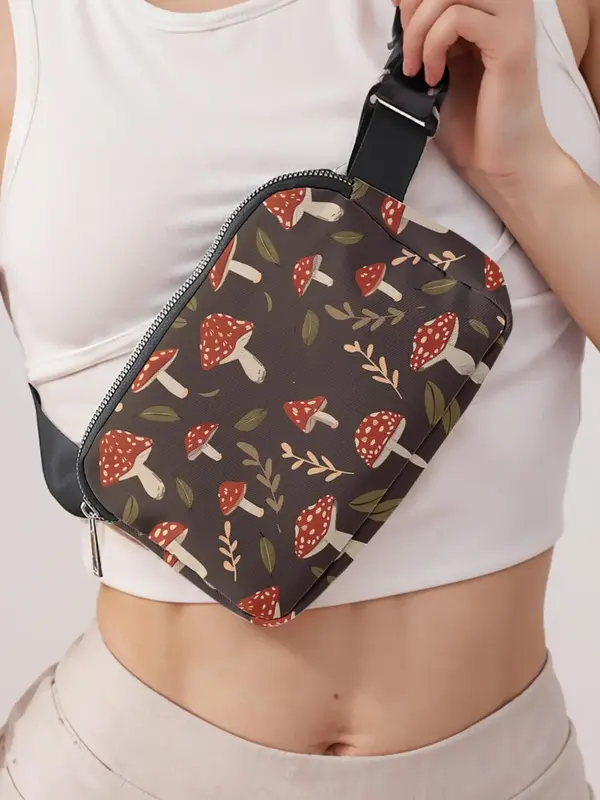 Mushroom Pattern Fanny Pack, Large Capacity Travel Organizer, Portable Travel Crossbody Bag, Casual and Stylish Crossbody Bag...