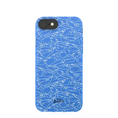 Electric Blue Shark Frenzy iPhone 6/6s/7/8/SE Case