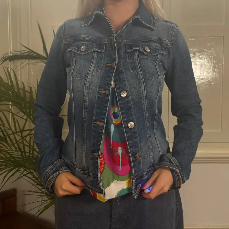 Benetton Denim Jacket - XS Blue Cotton