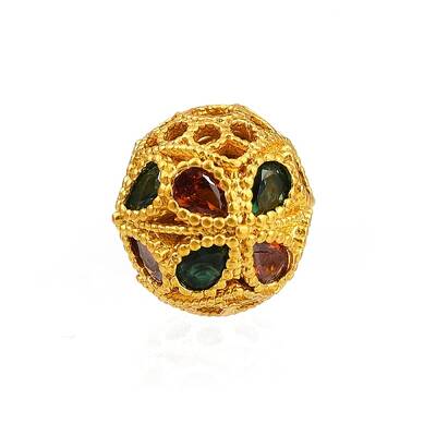 Hollow Rack Plating Brass Colorful Cubic Zirconia Beads