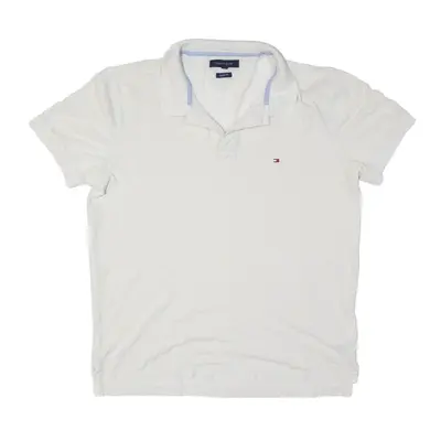 TOMMY HILFIGER Regular Fit Polo Shirt White Short Sleeve Mens XL