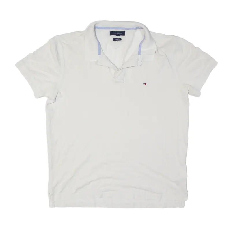 TOMMY HILFIGER Regular Fit Polo Shirt White Short Sleeve Mens XL