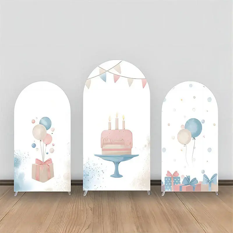 Cake Gift Flag White Arch Backdrop Kit For Birthday - Aperturee