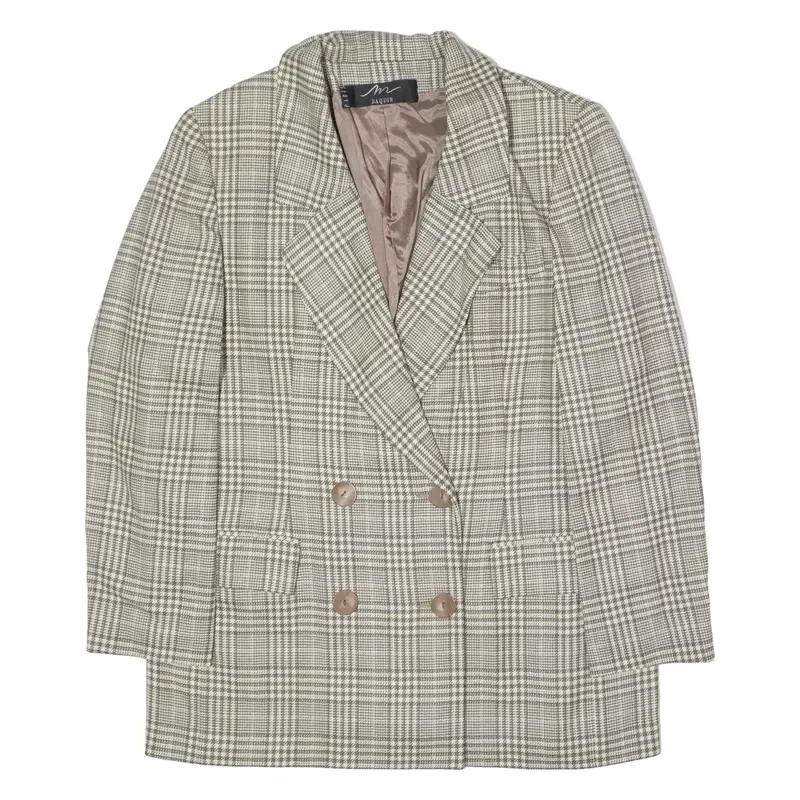 DAQUIN Womens Blazer Jacket Grey Wool 90s Houndstooth XL