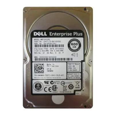 MHWN8 Dell 600GB 6Gb/s SAS 10000 2.5-inch 64MB Hard Drive