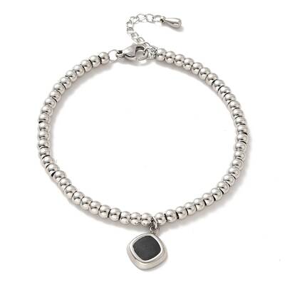 304 Stainless Steel Rhombus Charm Bracelet with Enamel