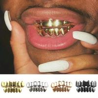 2PCS/SET Grills for Your Teeth Golden Color Plated Hip Hop Custom Fit Polished Teeth Brace for Men and Women Rapper Costume H...