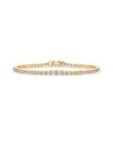 PAVOI 14K Gold Plated Graduated Simulated Diamonds Bezel Set Tennis Bracelets for Women - Cubic Zirconia Round Statement Brid...