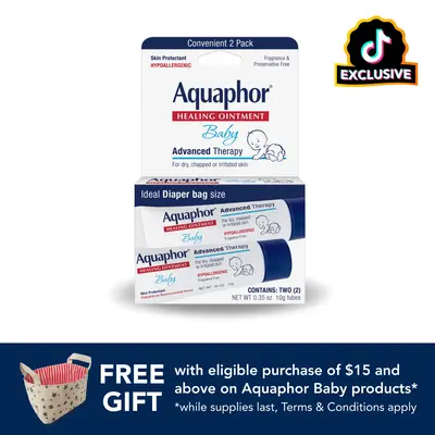 Aquaphor Baby Advanced Therapy Healing Ointment Skin Protectant Tubes, 2 Pack